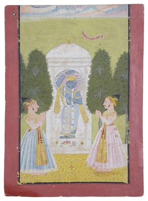 Lot 224 - A MEWAR PAINTING OF DEVOTEES OF VISHNU