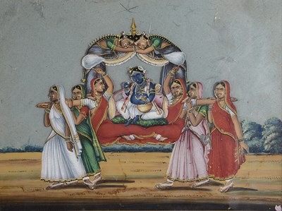 Lot 231 - KRISHNA ON A PALANQUIN FORMED BY WOMEN