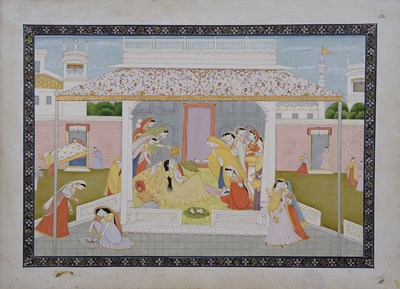 Lot 235 - A MAIDEN RESTS IN A PAVILION LOOKED AFTER BY HER ATTENDANTS