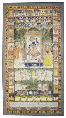 Lot 237 - A PAINTED CLOTH HANGING (PICCHAVAI) DEPICTING GOPASHTAMI UTSAVA