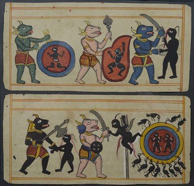 Lot 240 - TWO FOLIOS FROM A JAIN 'HEAVEN AND HELL' SERIES