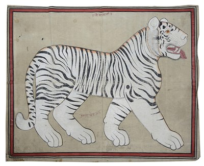 Lot 243 - A CLOTH BANNER DEPICTING A TIGER