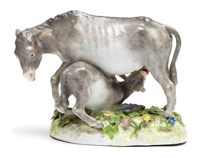 Lot 277 - A MEISSEN GROUP OF A DONKEY WITH SUCKLING FOAL