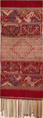 Lot 791 - A WOVEN SILK SASH, LAOS, 19TH/20TH CENTURY