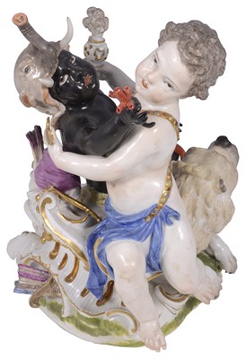 Lot 293 - A MEISSEN ALLEGORICAL GROUP OF EUROPE AND AFRICA