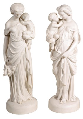 Lot 305 - A PAIR OF PARIAN MOTHER AND CHILD FIGURES