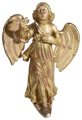 Lot 308 - A GILTWOOD FIGURE OF AN ANGEL