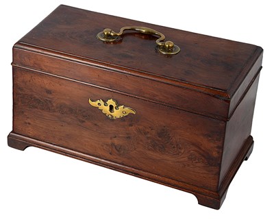 Lot 313 - A GEORGE III YEW WOOD TEA CADDY