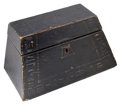 Lot 319 - A VICTORIAN LEATHER 'EGYPTIANESQUE' STATIONERY BOX