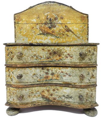 Lot 321 - A PAINTED BIRCH MINIATURE COMMODE