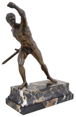 Lot 328 - A BRONZE FIGURE OF THE BORGHESE GLADIATOR