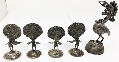 Lot 349 - FOUR ANGLO-INDIAN SILVER MENU HOLDERS