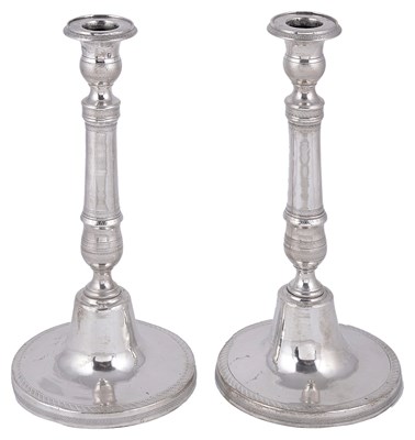 Lot 366 - A PAIR OF ITALIAN SILVER CANDLESTICKS