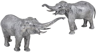 Lot 374 - A PAIR OF GERMAN ELECROPLATE INDIAN ELEPHANTS