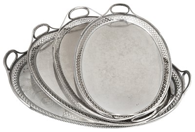 Lot 376 - A SET OF FOUR GERMAN SILVER TRAYS