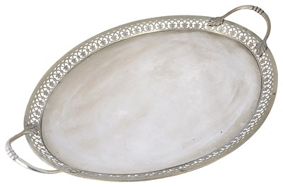 Lot 377 - AN ITALIAN SILVER TWO-HANDLED TEA TRAY