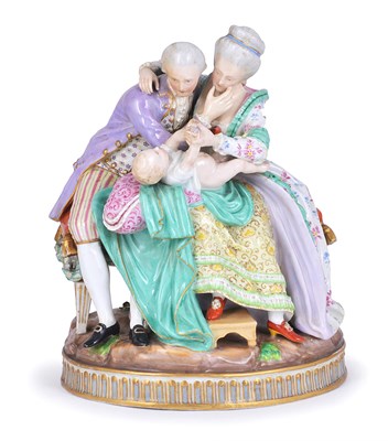 Lot 9 - A MEISSEN (OUTSIDE DECORATED) GROUP 'THE HAPPY PARENTS'