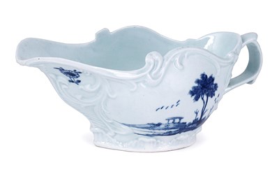 Lot 43 - A CHAFFERS LIVERPOOL BLUE AND WHITE SAUCEBOAT