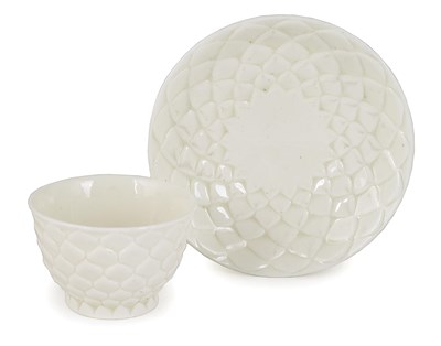 Lot 50 - A ST CLOUD WHITE TEABOWL AND SAUCER