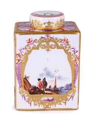 Lot 55 - A MEISSEN RECTANGULAR TEA CADDY AND COVER