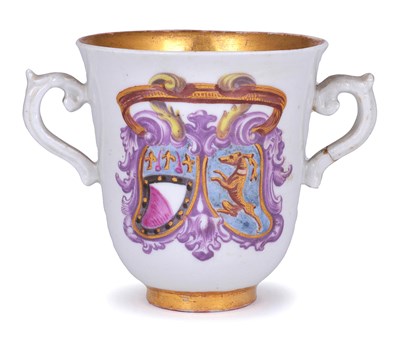 Lot 62 - A DOCCIA ARMORIAL TWO-HANDLED CHOCOLATE CUP