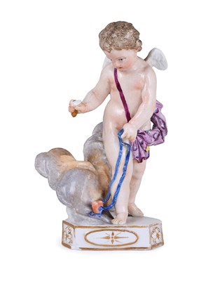Lot 67 - A MARCOLINI MEISSEN FIGURE OF A PUTTO