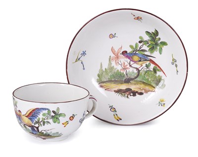 Lot 68 - A FRANKENTHAL TEACUP AND SAUCER