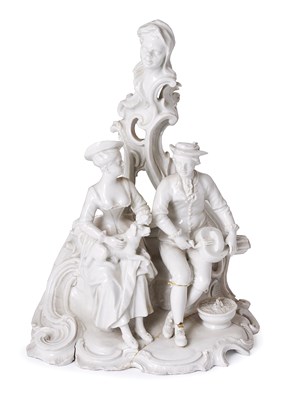 Lot 77 - A LUDWIGSBURG PORCELAIN GROUP OF SHEPHERDESS AND COMPANION