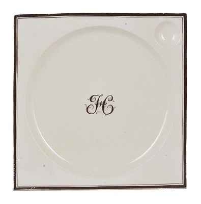 Lot 90 - AN UNUSUAL ENGLISH CREAMWARE SQUARE TRENCHER