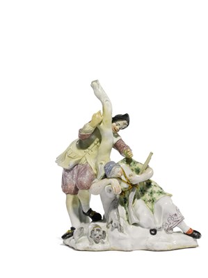 Lot 102 - â€¡A CAPODIMONTE GROUP OF RABBIT HUNTERS ('SCHERZI AGRESTI TRA INNAMORATI')