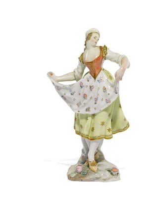 Lot 106 - â€¡A CAPODIMONTE FIGURE OF A DANCING GIRL