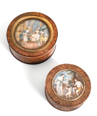 Lot 123A - â€¡TWO CIRCULAR POLLARD WOOD SNUFF BOXES