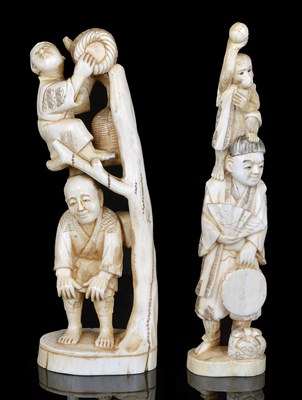 Lot 164 - TWO JAPANESE MARINE IVORY OKIMONO