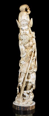 Lot 171 - A LARGE MARINE IVORY OKIMONO OF A WARRIOR