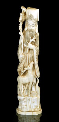 Lot 172 - A JAPANESE MARINE IVORY OKIMONO OF JUROJIN
