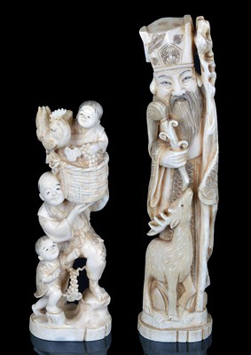 Lot 182 - A MARINE IVORY OKIMONO OF JUROJIN