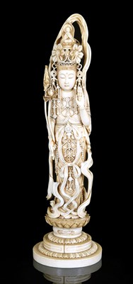 Lot 185 - A LARGE JAPANESE IVORY FIGURE OF KANNON