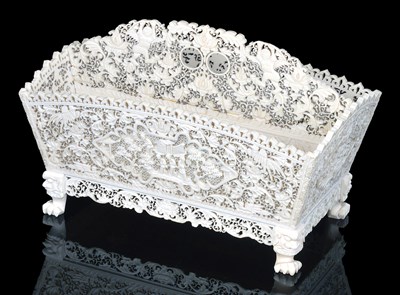 Lot 186 - A CHINESE IVORY STATIONERY BASKET
