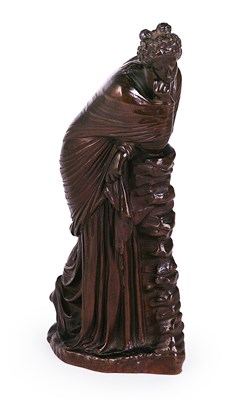 Lot 221 - A FRENCH BRONZE FIGURE OF A CLASSICAL MAIDEN IN REPOSE
