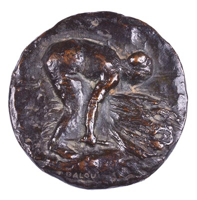 Lot 226 - 'LA BOTTELEUSE': A FRENCH BRONZE BAS RELIEF ROUNDEL
