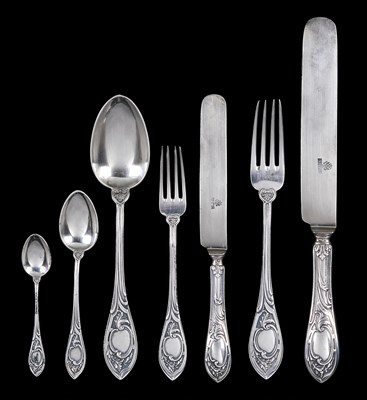 Lot 235 - A SET OF RUSSIAN TABLE SILVER