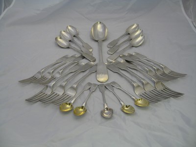 Lot 246 - VICTORIAN FIDDLE PATTERN TABLE SILVER