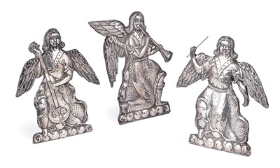 Lot 290 - A SET OF THREE SOUTH AMERICAN SILVER ALTAR DECORATIONS
