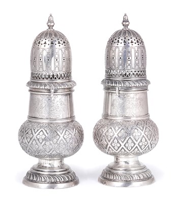 Lot 298 - A PAIR OF DUTCH SILVER CASTERS
