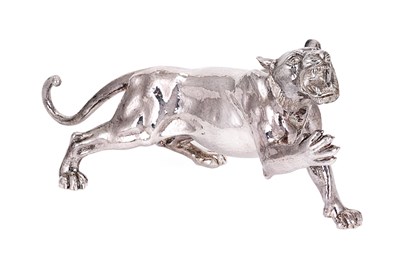 Lot 308 - A SILVER MODEL OF A TIGER