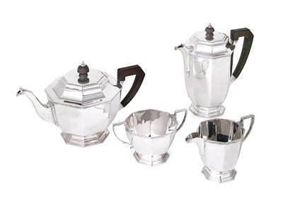 Lot 310 - A GEORGE V SILVER FOUR-PIECE TEA SET