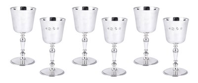 Lot 326 - A SET OF SIX SILVER GOBLETS