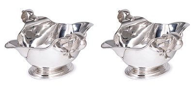 Lot 353 - A PAIR OF GEORGE V SILVER SAUCEBOATS