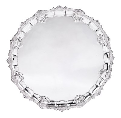 Lot 355 - A VICTORIAN SILVER SALVER