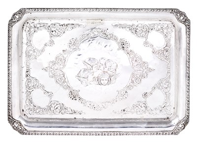 Lot 359 - AN EDWARDIAN SILVER DRESSING TABLE TRAY